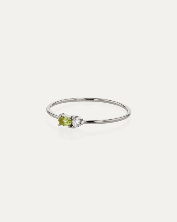 sarah & sebastian Micro Sand Diamond Peridot Ring