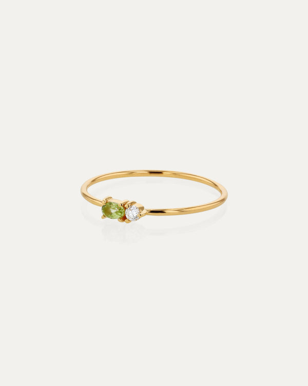 sarah & sebastian Micro Sand Diamond Peridot Ring