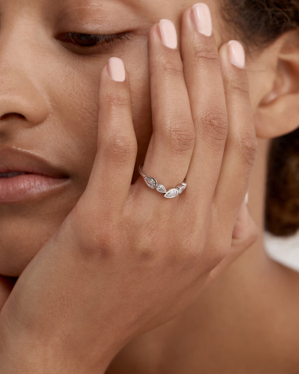 Sarah & Sebastian Pear Bezel Wave Ring