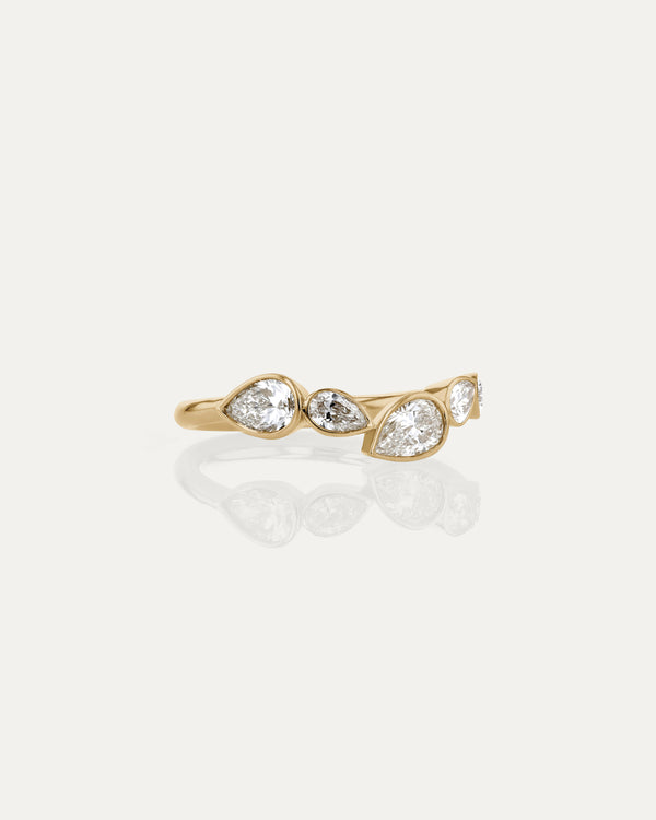 sarah & sebastian Pear Bezel Wave Ring