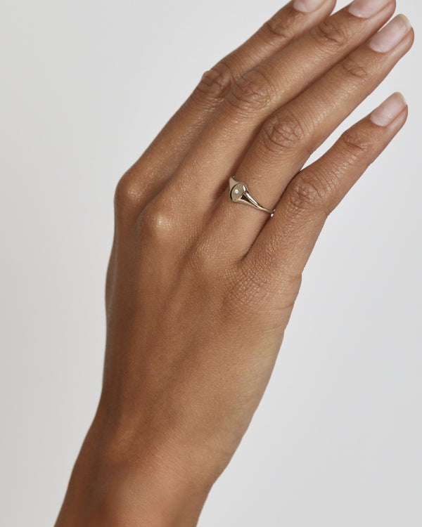 Sarah & Sebastian Petite Oval Diamond Signet