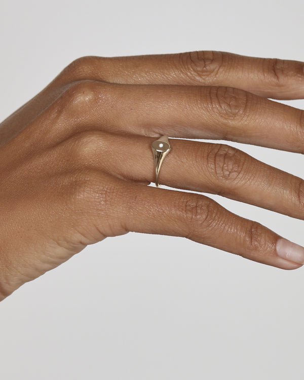 Sarah & Sebastian Petite Oval Diamond Signet