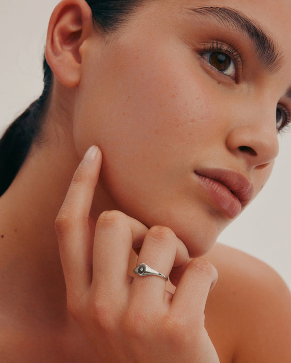 sarah & sebastian Petite Oval Diamond Signet