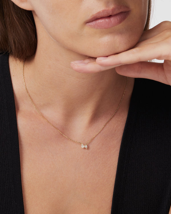 sarah & sebastian Petite Pear Toi Et Moi Necklace