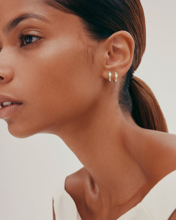 Sarah & Sebastian Sand Diamond Peridot Hoops