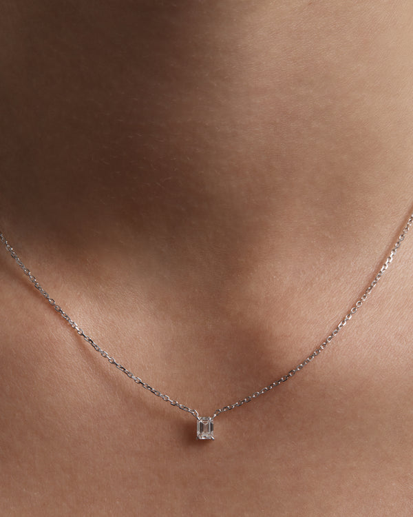 Sarah & Sebastian Solitaire Emerald Diamond Necklace