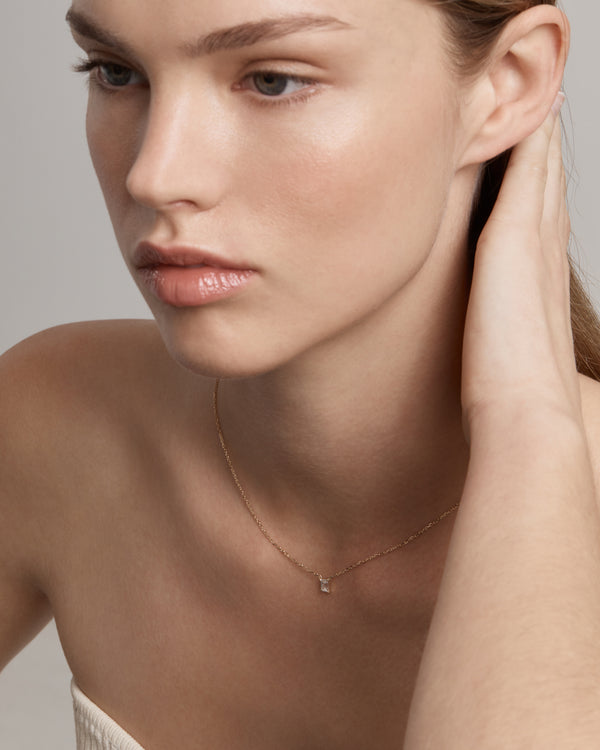 Sarah & Sebastian Solitaire Emerald Diamond Necklace