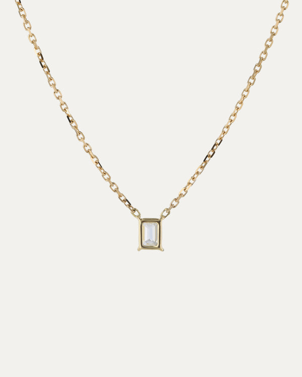 Sarah & Sebastian Solitaire Emerald Diamond Necklace