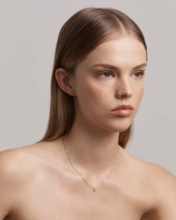 sarah & sebastian Solitaire Emerald Diamond Necklace