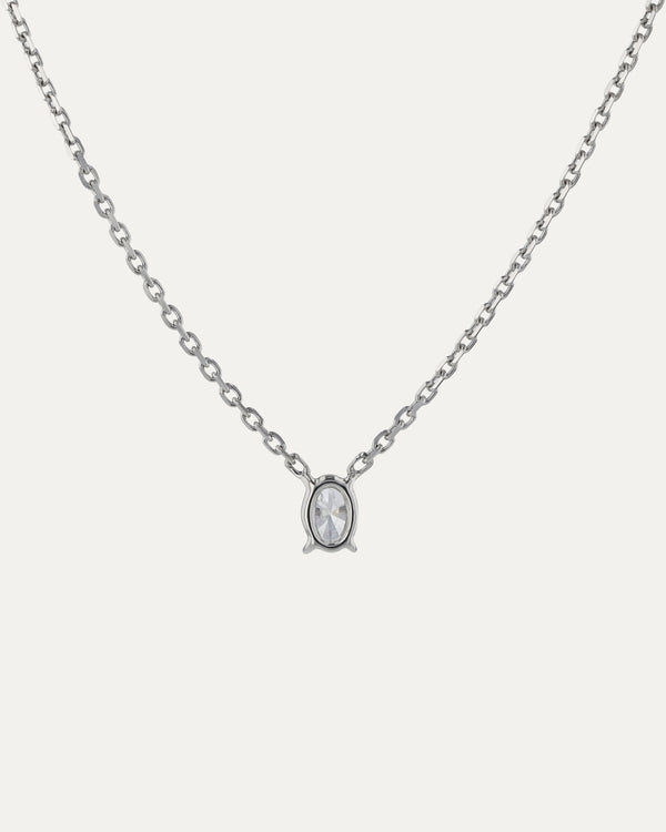 Sarah & Sebastian Solitaire Oval Diamond Necklace