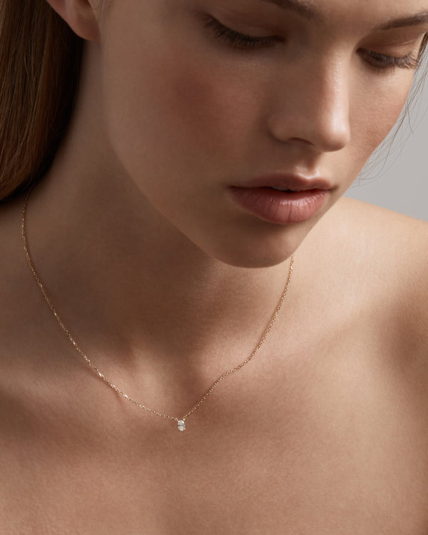 sarah & sebastian Solitaire Oval Diamond Necklace