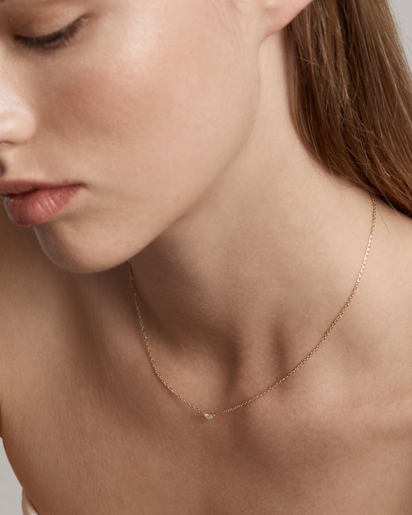 Sarah & Sebastian Solitaire Pear Diamond Necklace