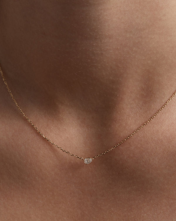 Sarah & Sebastian Solitaire Pear Diamond Necklace
