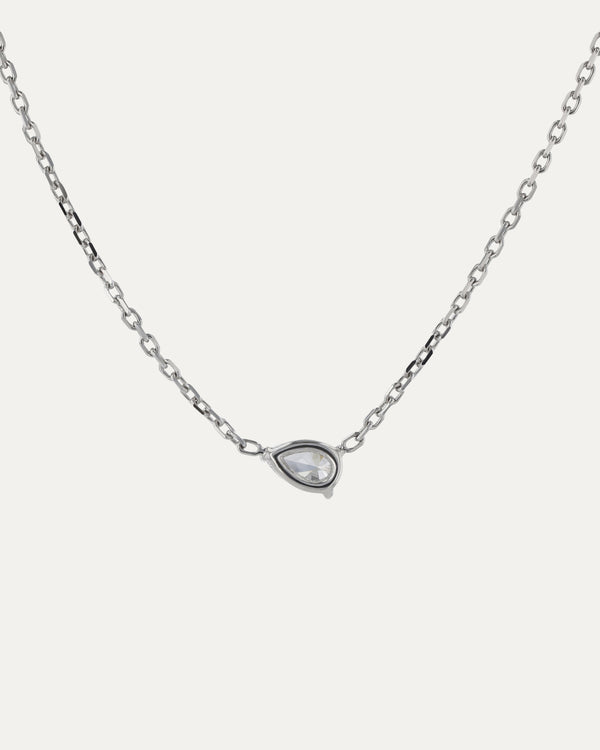 Sarah & Sebastian Solitaire Pear Diamond Necklace