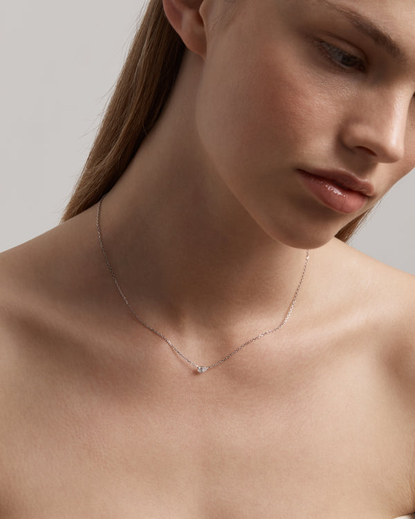 Sarah & Sebastian Solitaire Pear Diamond Necklace