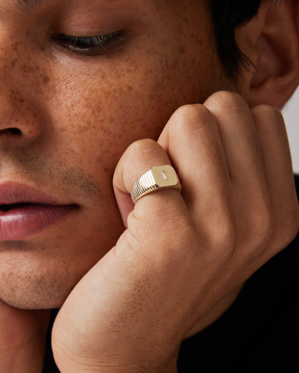 Sarah & Sebastian Traction Diamond Signet Ring