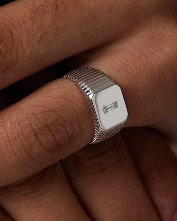 Sarah & Sebastian Traction Diamond Signet Ring