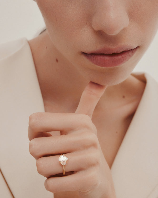 Sarah & Sebastian Trilogy Oval Half Moon Engagement Ring