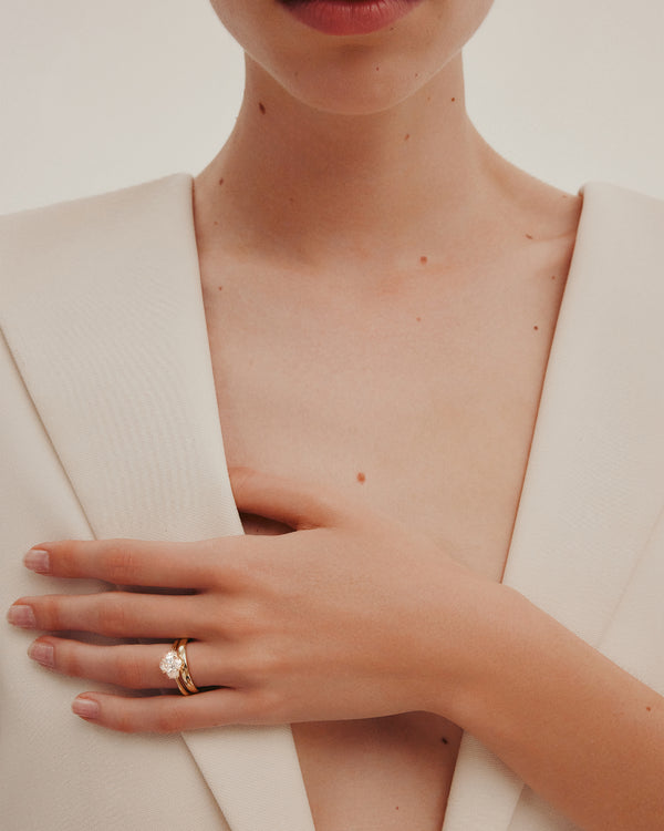 Sarah & Sebastian Trilogy Oval Half Moon Engagement Ring