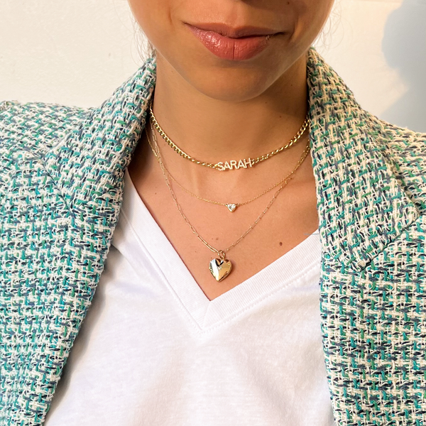 Sarah Chole ADDISON SOLITAIRE BIRTHSTONE BEZEL HEART NECKLACE