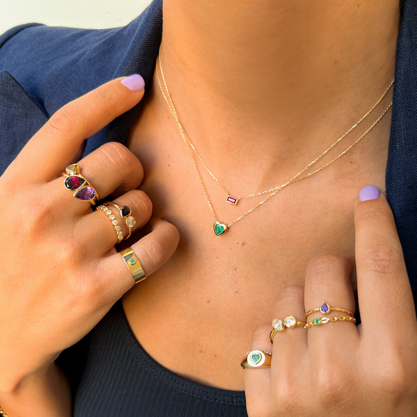 Sarah Chole ADDISON SOLITAIRE BIRTHSTONE BEZEL HEART NECKLACE