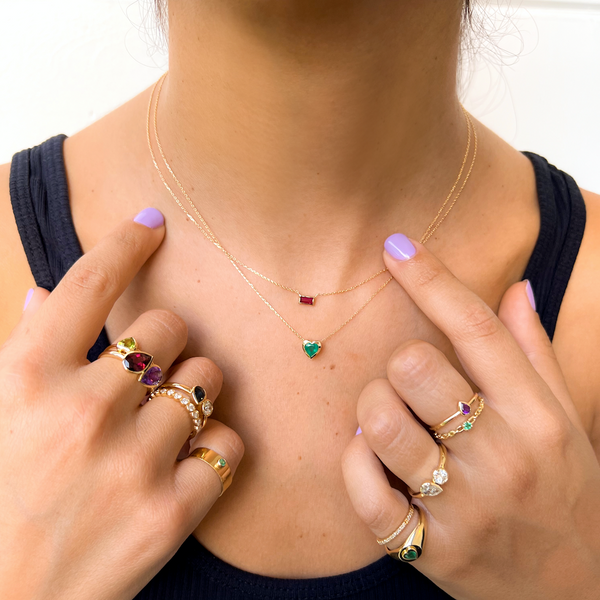 Sarah Chole ADDISON SOLITAIRE BIRTHSTONE BEZEL HEART NECKLACE