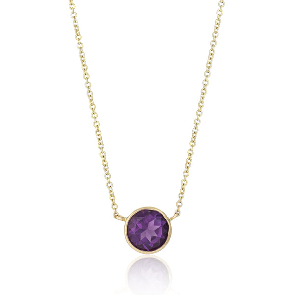 sarah chole ADDISON SOLITAIRE BIRTHSTONE BEZEL ROUND NECKLACE