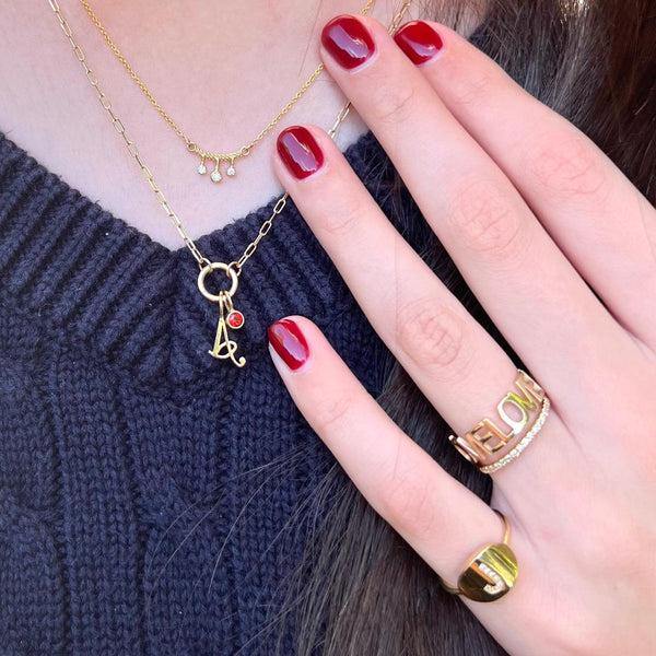 Sarah Chole LANA MINI OVAL PAVE INITIAL PINKY SIGNET RING