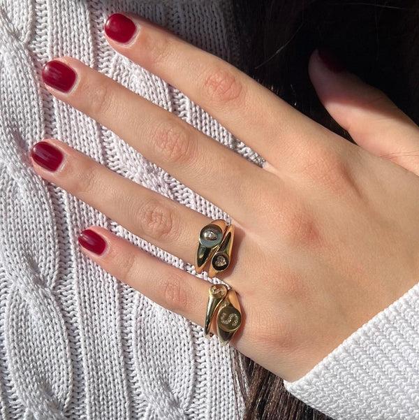 Sarah Chole LANA MINI PAVE INITIAL PINKY SIGNET RING