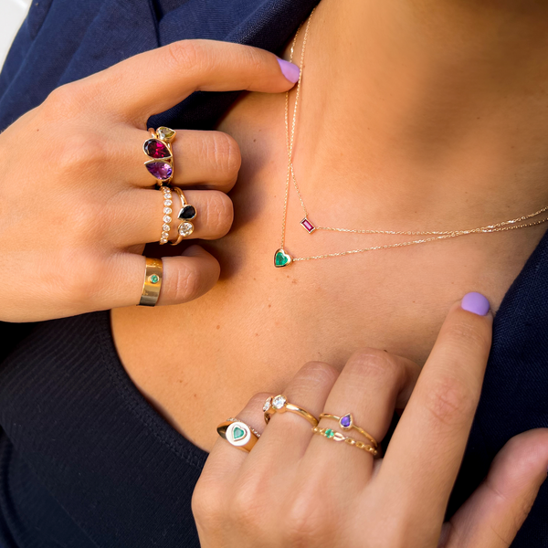 Sarah Chole LANA MINI RAISED EMERALD PINKY SIGNET RING