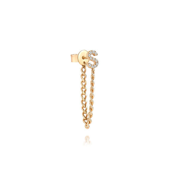 Sarah Chole MIRYAM DIAMOND INITIAL CHAIN EARRING SINGLE