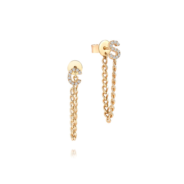 Sarah Chole MIRYAM DIAMOND INITIAL CHAIN EARRING SINGLE