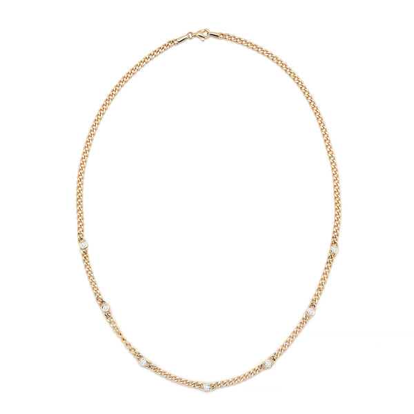 sarah chole RILEY DIAMOND 7-STONE CURB CHAIN NECKLACE