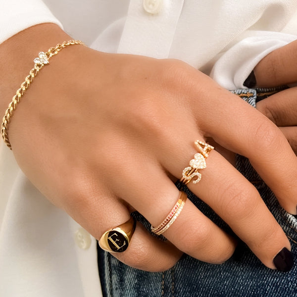 Sarah Chole RILEY DIAMOND HEART CURB CHAIN BRACELET