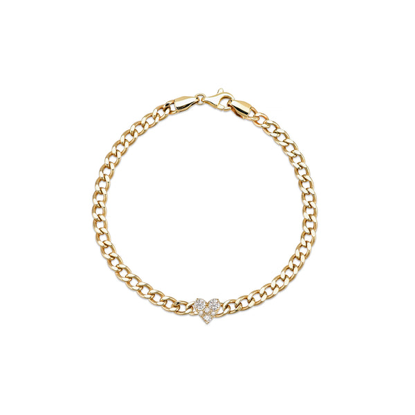 sarah chole RILEY DIAMOND HEART CURB CHAIN BRACELET