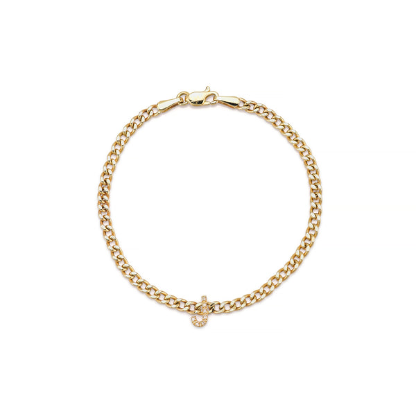 sarah chole RILEY DIAMOND INITIAL CURB CHAIN BRACELET