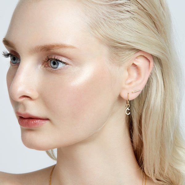 Sarah Chole AMELIA DIAMOND INITIAL HOOP SINGLES