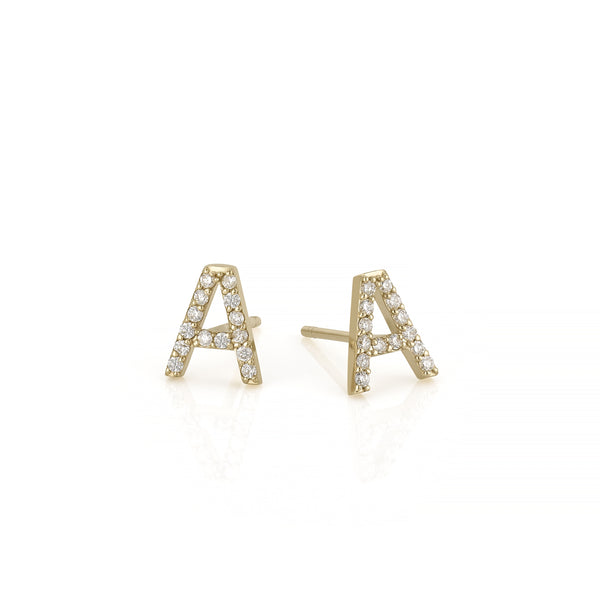 Sarah Chole AMELIA DIAMOND INITIAL STUDS-PAIR