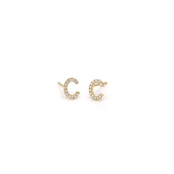 Sarah Chole AMELIA DIAMOND INITIAL STUDS-PAIR