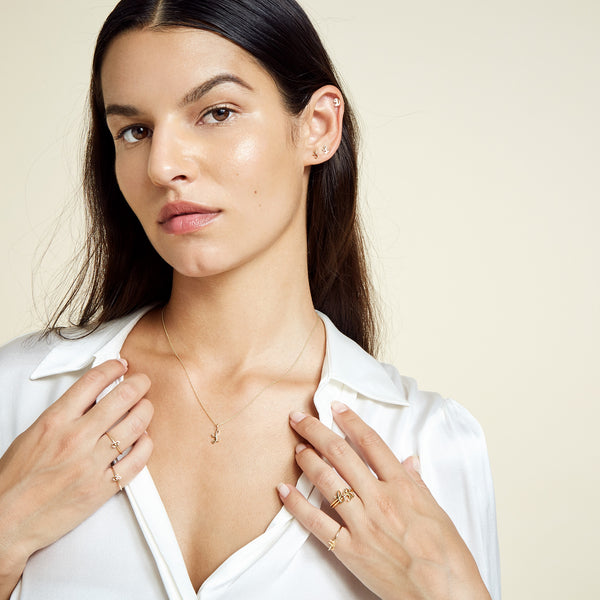 Sarah Chole AMELIA SCRIPT INITIAL STACKABLE RING
