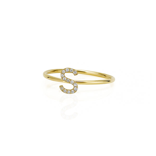 sarah chole AMELIA STACKABLE DIAMOND INITIAL RING