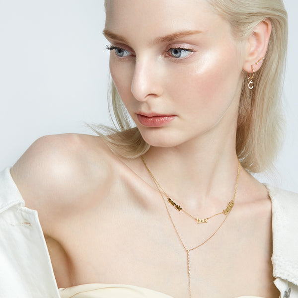 Sarah Chole AVA DUO NAME NECKLACE WITH DIAMOND