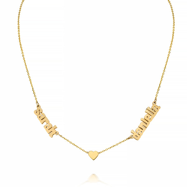 sarah chole AVA DUO NAME NECKLACE WITH HEART