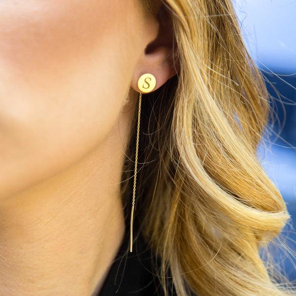 Sarah Chole CARA ENGRAVED KARLA THREADED EARRINGS