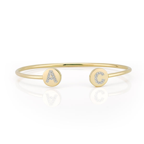 Sarah Chole DOUBLE ELLE ROUND- PAVE DIAMOND INITIAL