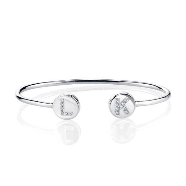 Sarah Chole DOUBLE ELLE ROUND- PAVE DIAMOND INITIAL