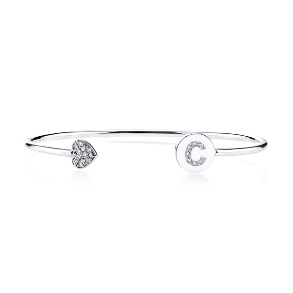 sarah chole ELLE DIAMOND INITIAL-HEART BANGLE