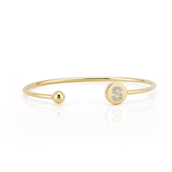Sarah Chole ELLE ROUND DIAMOND INITIAL BANGLE