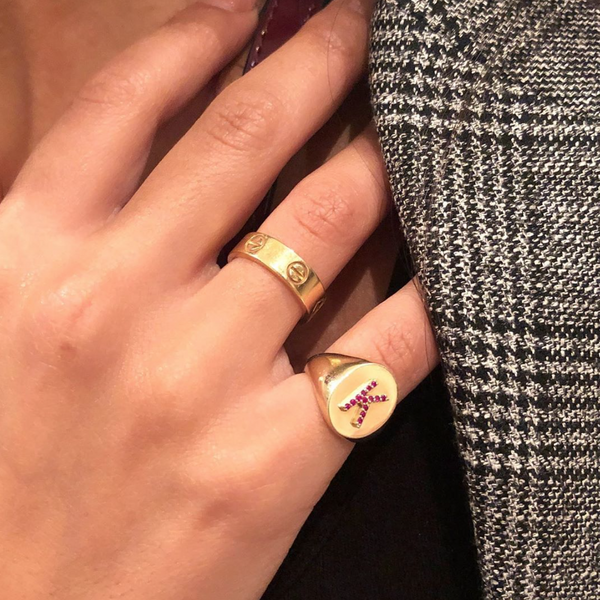 Sarah Chole KARI DIAMOND INITIAL OVAL SIGNET RING