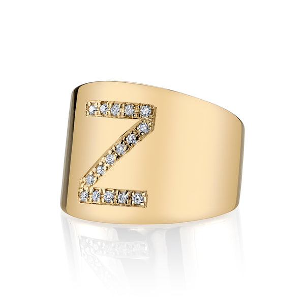 Sarah Chole LANA CIGAR DIAMOND INITIAL SIGNET RING